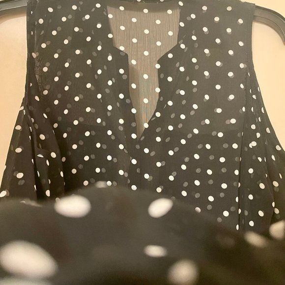 Bongo Polka Dot Sheer Drop Shoulder Top - Picture 3 of 4